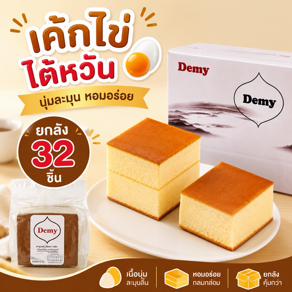 เค้กไข่ไต้หวัน120g ยกลัง32ชิ้น