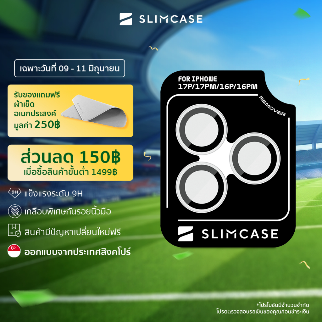 ฟิล์มกันรอยเลนส์กล้อง iPhone 17/iPhone 16 Series/15 Pro/15 Pro Max บาง 0.5 มม. คมชัด ติดตั้งง่าย