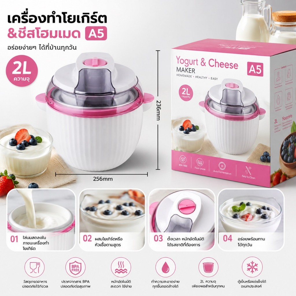 เครื่องทำไอศกรีม Ice Cream Maker เครื่องทำโยเกิร์ต รุ่นZB-Y001