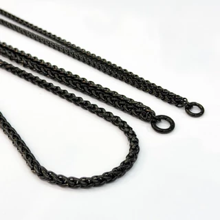 สร้อยลายเปีย Black color 3.0"4.0mm สร้อยคอสแตนเลสแท้สีดำ ไม่ลอก สแตนเลสแท้ ใส่อาบน้ำได้ โดนเหงื่อได้