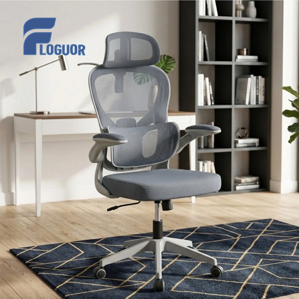 FLOGUOR WY-8906 เก้าอี้สำนักงานเมช Ergonomic พนักพิงสูง Headrest 2D