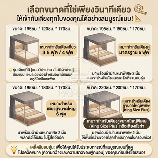 Panara มุ้งกันยุง มุ้งครอบผู้ใหญ่ 6.6/6/5/4ฟุต มุ้งสามประตู การป้องกันยุง ระบายอากาศได้ดี COD
