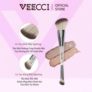 VEECCI แต่งหน้า คุณภาพสูง แปรง แปรงปัดแก้ม แปรงปัดแป้ง หัวแปรง อ่อนนุ่ม ใช้ได้จริง 1แพ็ค(100% ของแท้)