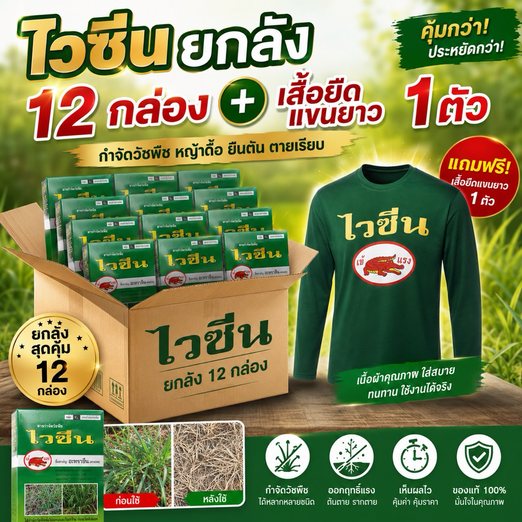 ไวซีน ยกลัง 12กล่อง ขนาด 1กิโลกรัม [แถมเสื้อ 1ตัว]