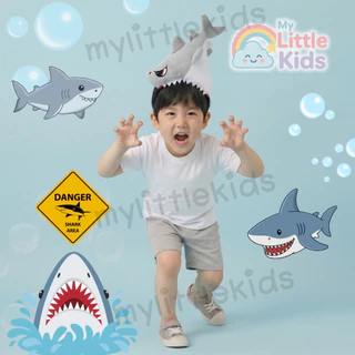ชุดแฟนซีฉลามเด็กสีเทา ครบเซต ที่คาดผมฉลาม Shark Costume ชุดฮาโลวีนเด็ก ชุดคอสเพลย์เด็ก ชุดสัตว์เด็ก Baby Shark วันเด็ก
