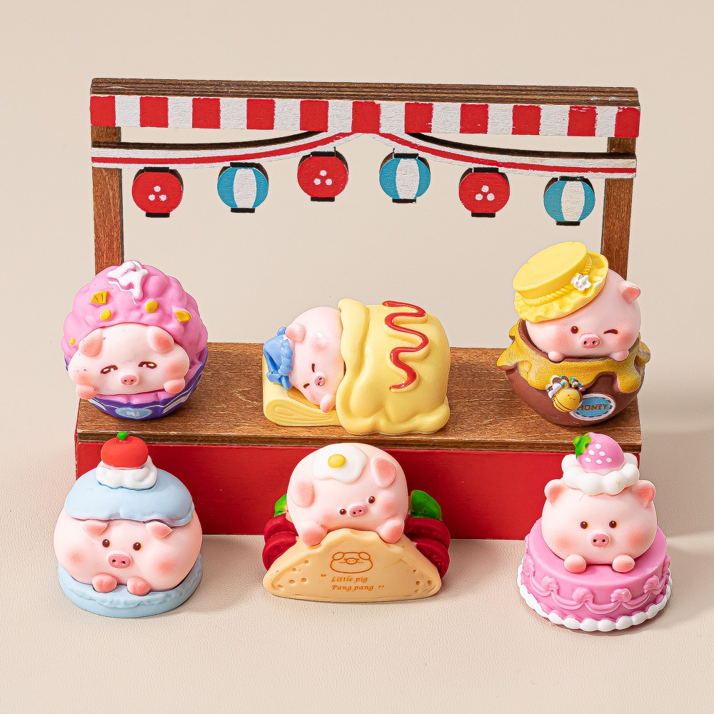 พร้อมส่ง ของตกแต่ง สะสม DIY หมูอาหาร (1 SET 6 ตัว)