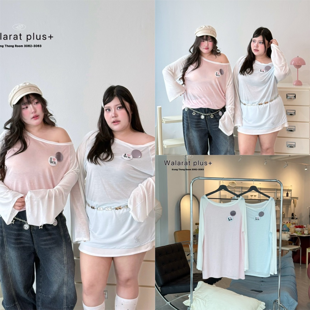 WR OVERSIZED 🫒🎀 เสื้อแขนยาวโอเว่อร์ไซส์ แถวเข็มกลัด แบบgen z น่ารักมาก ใส่สบาย เสื้อผ้าสาวอวบอ้วน ไซส์ใหญ่