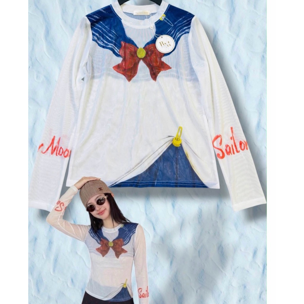 เสื้อซีทรูลายทวิสตี้แขนยาวรอบอก30-40ราคาเต็ม249