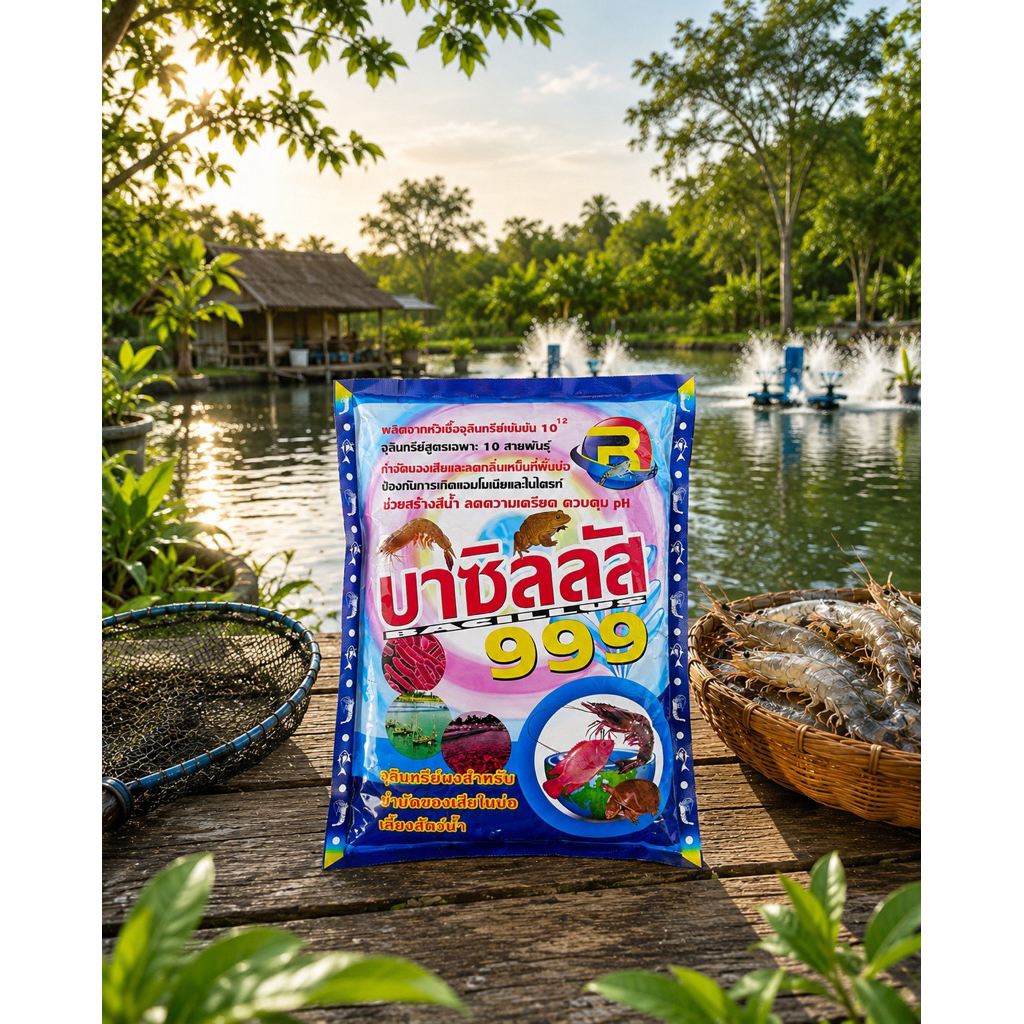 บาซิลลัส 999 จุลินทรีย์สูตรเข้มข้น สำหรับบำบัดน้ำเสียในบ่อเลี้ยงสัตว์น้ำ ขนาด1กิโลกรัม
