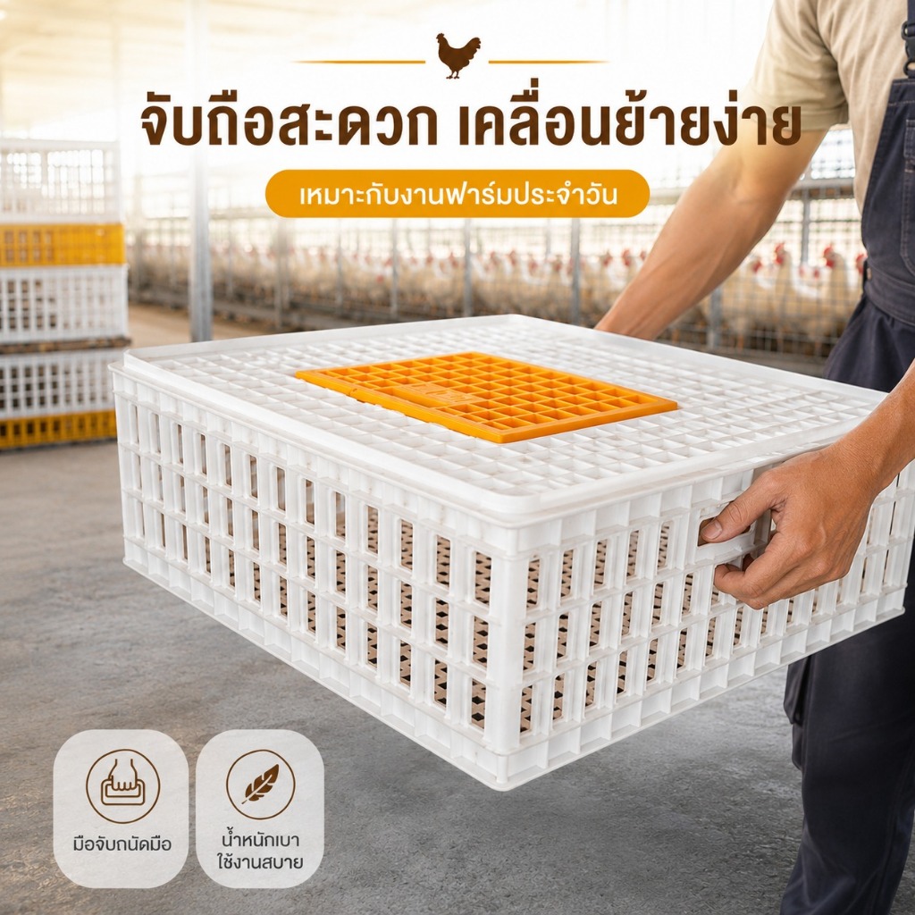 กล่องขนย้ายไก่ ตะกร้าพลาสติกฟาร์มสัตว์ปีก แข็งแรง รูปที่ 4