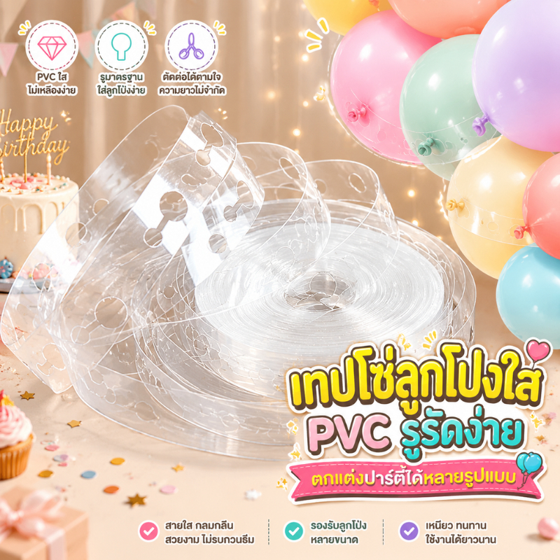 สายทำซุ้มลูกโป่งยาว5เมตร โซ่บอลลูนอุปกรณ์DIY ทำพวงตกแต่งวันเกิดงานแต่ง Arch Garland Supplies