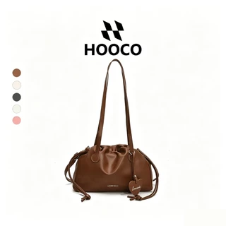 HOOCO กระเป๋าผู้หญิง พร้อมส่ง กระเป๋าถังดีไซน์สายรัดดึง รุ่นใหม่2026 แรกแท้ ดีไซน์น้อยคนมี ถือมือได้ หรือสะ