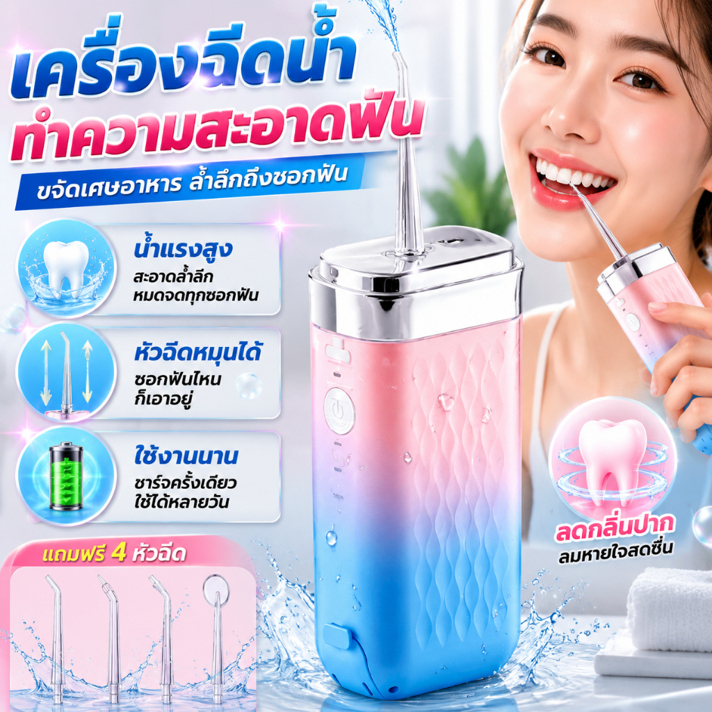 🦷เครื่องล้างฟันพกพา  เครื่องขูดหินปูน ขจัดคราบผิวฟัน ขจัดคราบฟัน ลดกลิ่นปาก ทำความสะอาดล้ำลึก เครื่องขูดหินปูนไฟฟ้า