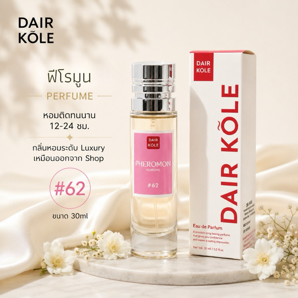 🔥กลิ่นShopแท้🔥น้ำหอมDAIR KOLE #62 ฟีโรมูน PM ติดทน12-24ชม. #น้ำหอมผู้หญิง #น้ำหอม #ติดทนนาน #น้ำหอมติดทน #DKPEFUME #DK
