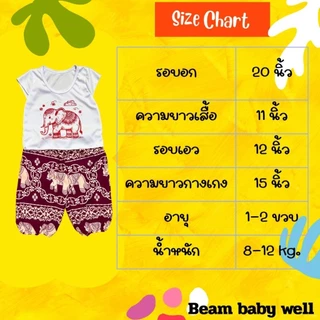 ชุดลายช้างเด็ก ชุดเสื้อแขนสั้น กางเกงขายาวลายช้าง