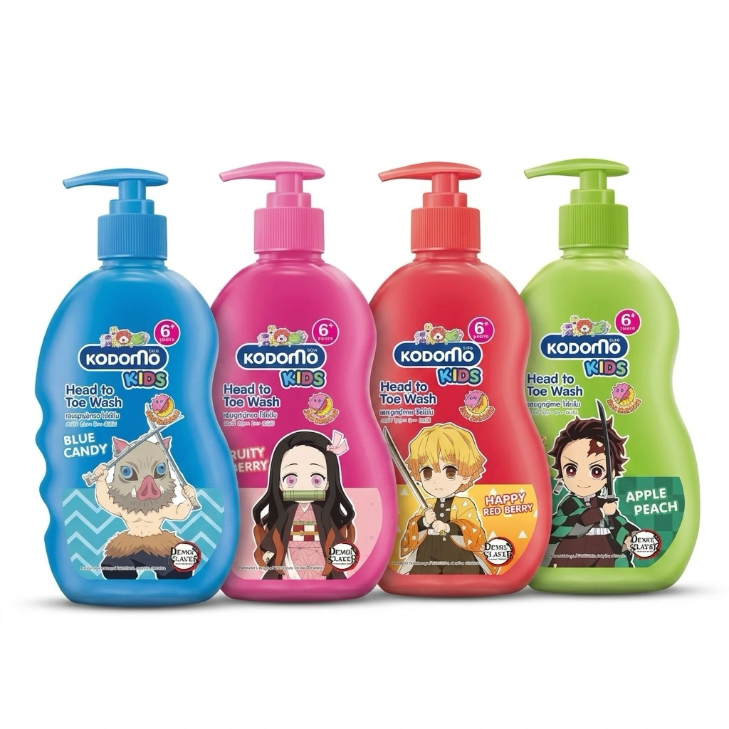 โคโดโม สบู่เหลว เฮดทูโทคิดส์ 400 มล. #กลิ่นฟรุ๊ตตี้ เบอร์รี่ #กลิ่นบลูแคนดี้ #แฮปปี้เรด #แอปเปิ้ลพีช