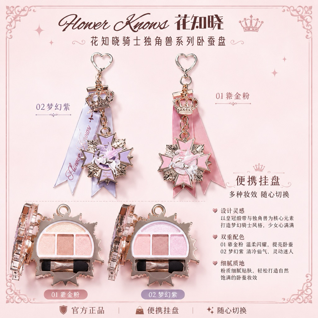 พร้อมส่งในไทย พวงกุญแจพร้อมจี้อายแชโดว์สี่สีรูปยูนิคอร์น Flower knowns