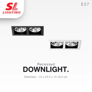 SL Lighting | SL-6-662 โคมไฟดาวน์ไลท์ฝังฝ้า 2 ช่อง ทรงสี่เหลี่ยม ขั้ว E27 รีเฟลกซ์เงา Downlight
