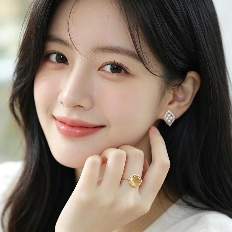 【Luvshine】Japan agete citrine ring ญี่ปุ่น อาเจต พลอยคริสตัลสีเหลือง แหวน JZ-001