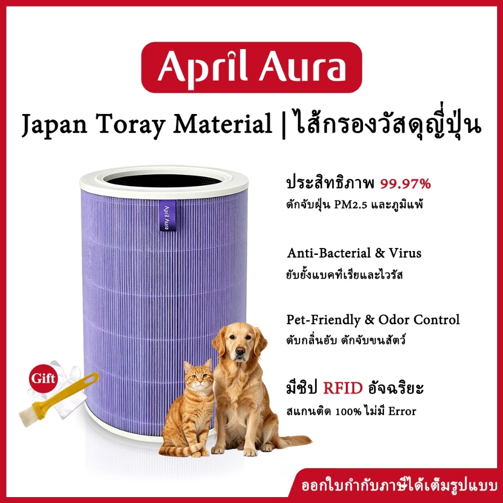 April Aura ไส้กรองอากาศ มีชิป RFID วัสดุญี่ปุ่น สำหรับ Xiaomi รุ่น 4 Pro/4 Lite/4/3H/3C/2S/2C/Pro/2H