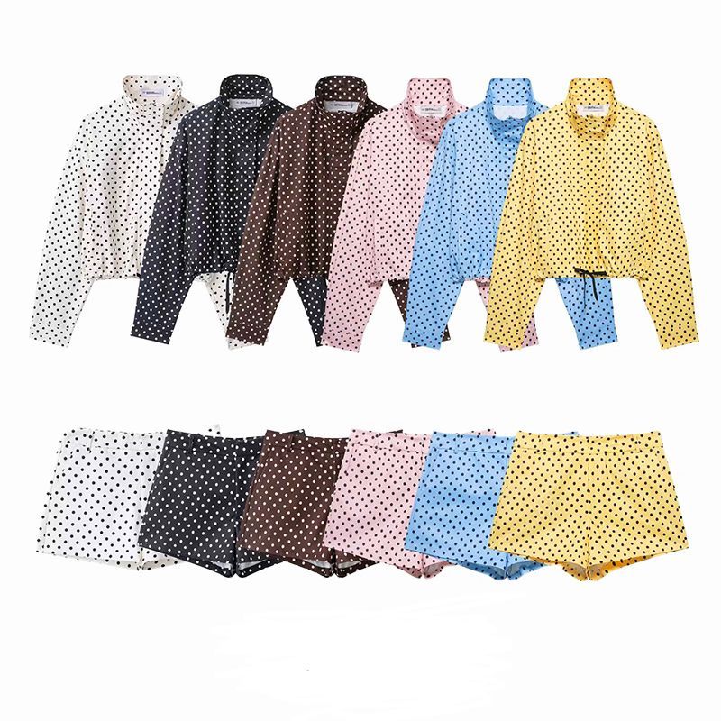 พร้อมส่ง 6สี ชุดเซ็ต2ชิ้น เสื้อแจ็คเก็ตกับกางเกงขาสั้น ลายPolka dot (S273)