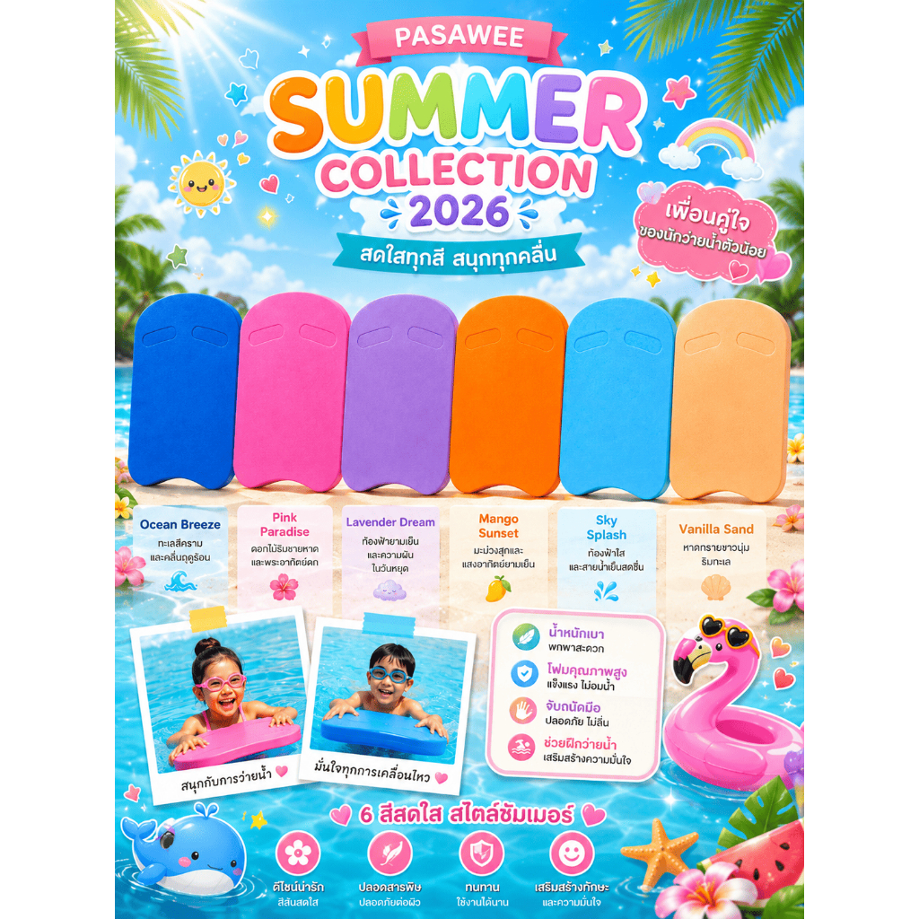 ((พร้อมส่ง)) โฟมว่ายน้ำ สีพื้น ไม่มีลาย แบบแข็ง Summer Collection 2026