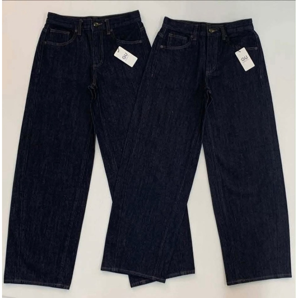 เข้าเพิ่ม GU Barrel Leg Jeans กางเกงยีนส์ทรงฮิต baggy barrel แบรนด์แท้GU💯มาใหม่ สียีนส์เข้มสวย