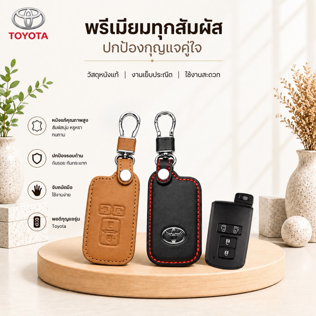 ซองหนังแท้ ใส่กุญแจรีโมทรถยนต์ Toyota Vellfire,Sienta,Alphard,Esquire