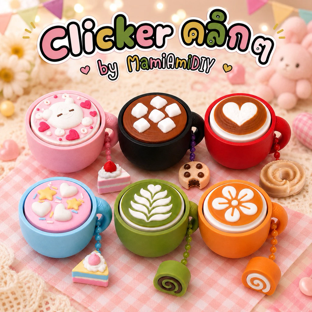Hot drink clicker พวงกุญแจแก้วน้ำ คลิกได้ คีย์แคป สุดน่ารัก