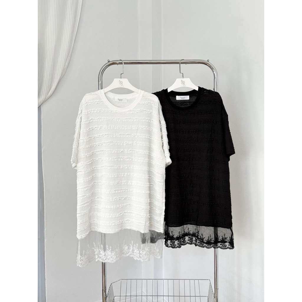 INFINITY : Niko Minidress (นิโกะ)  มินิเดรสคอกลมแขนสั้นทรงปล่อย เพิ่มดีเทลแต่งลูกไม้ฉลุที่ชายเสื้อเก๋ๆ