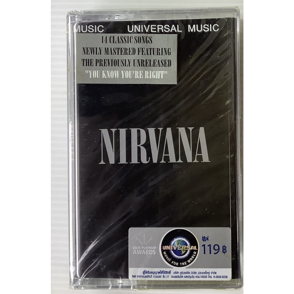 มือหนึ่ง Cassette Tape เทปคาสเซ็ตเพลง Nirvana รวมเพลง Smell Like ลิขสิทธิ์ ซีล 14 Classic Songs + You Know You're Right