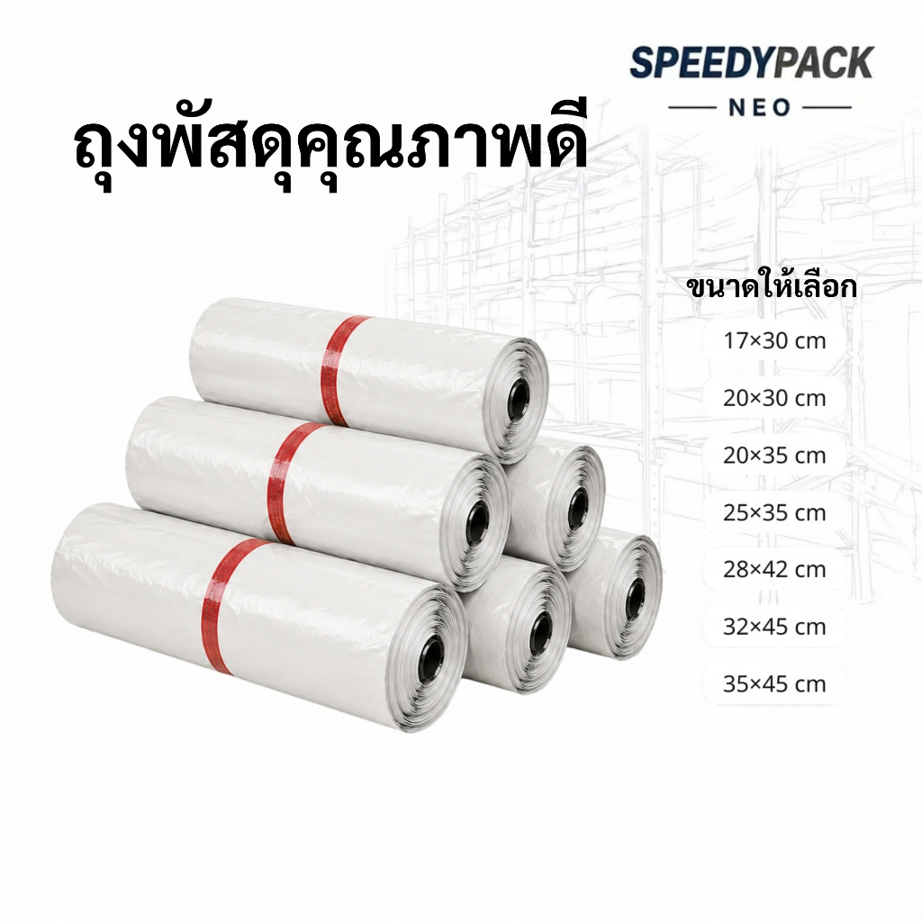 Speedypack Neo ซองไปรษณีย์ ถุงพัสดุ ซองพัสดุพลาสติก กันน้ำ ติดแน่น ไม่ขาดง่าย สำหรับแพ็คสินค้าออนไลน์ (1มัด 100ใบ)