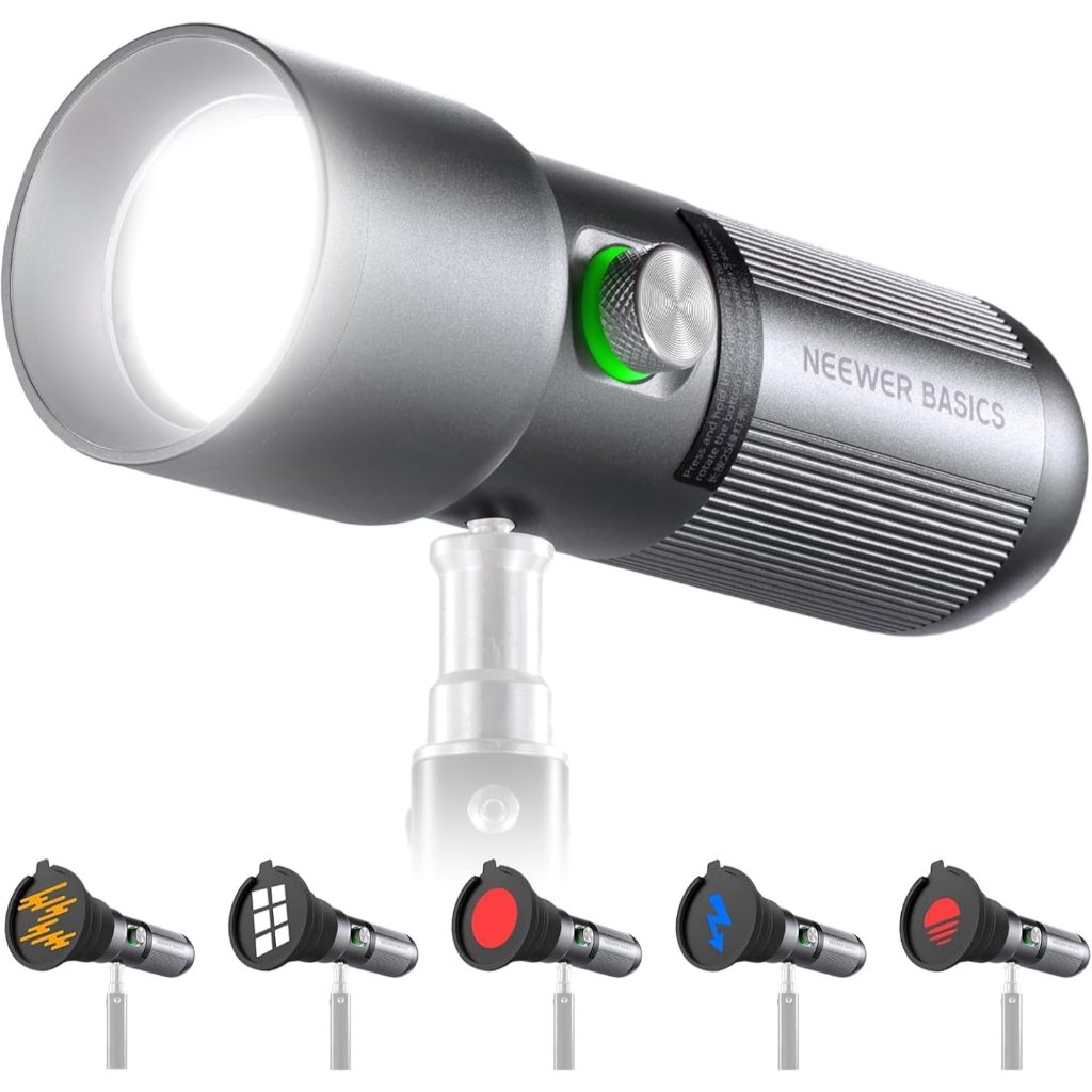 NEEWER BASICS FL10 ไฟฉายถ่ายภาพ อุปกรณ์เสริมสตูดิโอ พร้อมตัวกรอง Gobo/20 4 สี