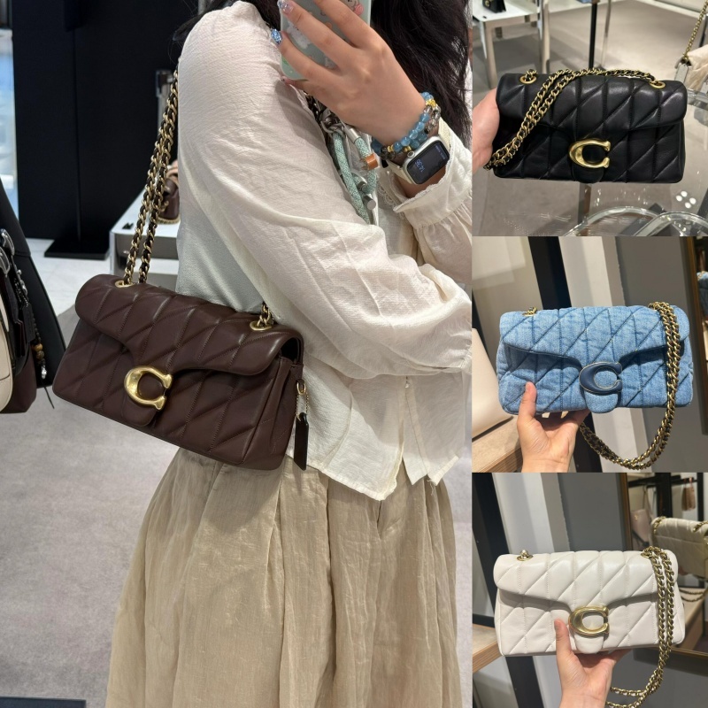 แท้​ 💯% Coach Tabby 20/26 With Quilting shoulder bag ถือและสะพายไหล่ได้ สายโซ่ กระเป๋าสะพายเฉียง