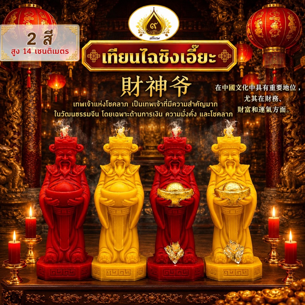 เทียนไฉซิงเอี๊ยะ ใหม่ล่าสุด ไหว้ตรุษจีน งานสวย คม ขนาด 14 ซม.