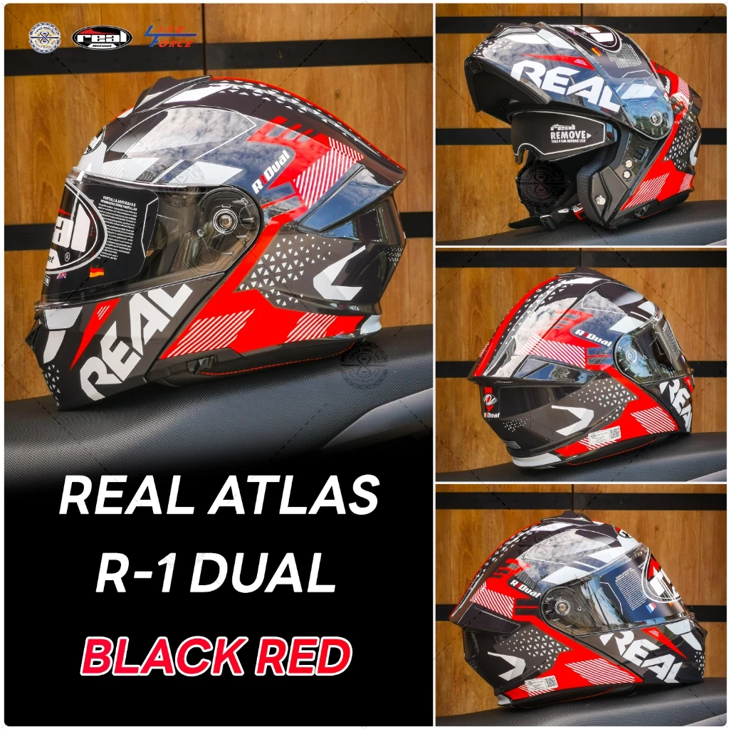 หมวกกันน็อค Real รุ่น Atlas R1 Dual มีให้เลือก 3 สี 4 Size *ต้องเผื่อไซส์ หมวกยกคาง สปอร์ตกึ่งทัวริ่ง thumbnail 4