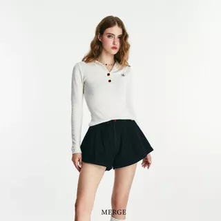 Merge Official - Puffy Pleated Denim Shorts (พร้อมส่ง)