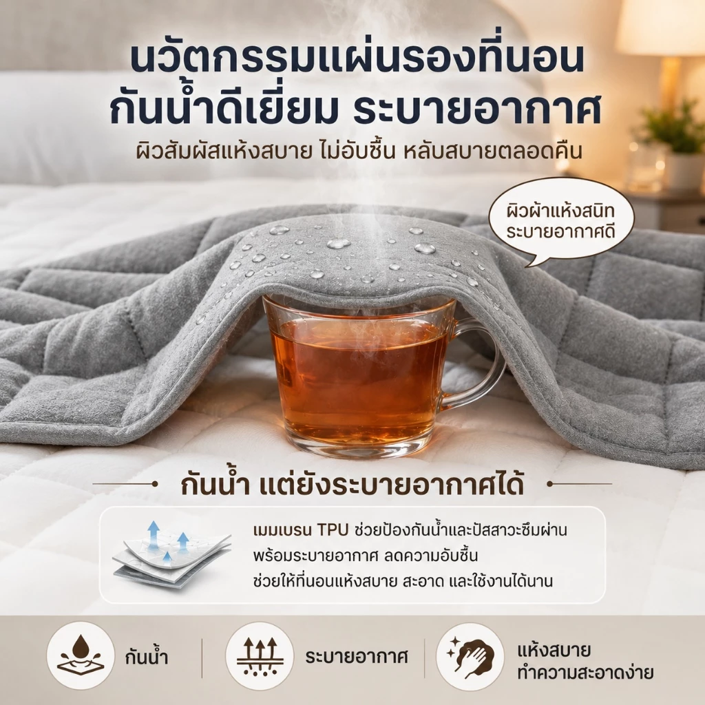 HT ผ้ารองกันเปื้อนที่นอนกันน้ำ กันไรฝุ่น 6ฟุต/5ฟุต/3.5ฟุต/3ฟุต thumbnail 6