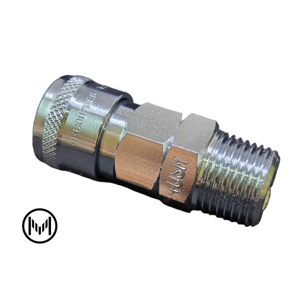 40 SM ข้อต่อสวมเร็ว คอปเปอร์ลม ขนาดเกลียวนอก 4หุน รุ่น 40SM เกลียวนอก 1/2" High coupler 40SM steel