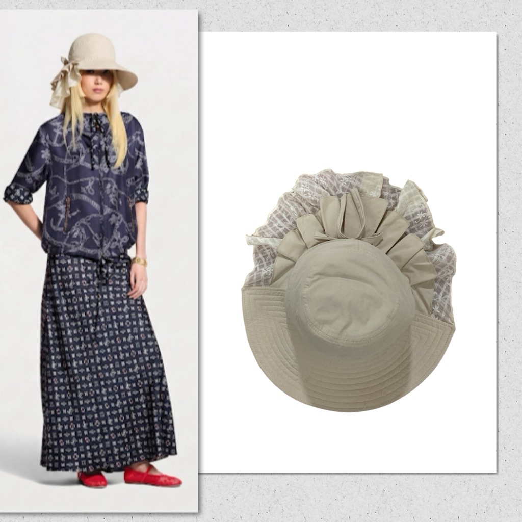 KENZOแท้beige bucket wide brim sun hatหมวกปีกกว้างสีเบจsize S 56cm