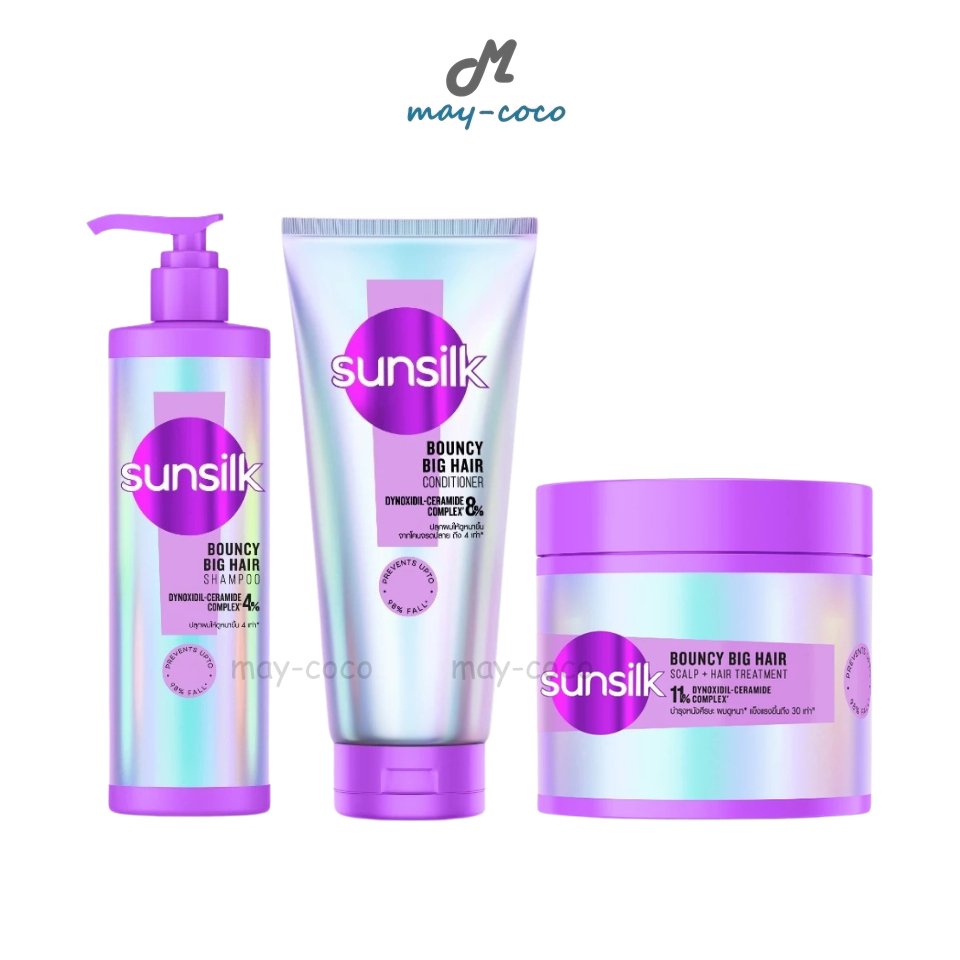 ถูก/แท้/มีไลฟ์ แชมพู ครีมนวดผม ทรีทเมนท์ Sunsilk Bouncy Big Hair Shampoo/Conditioner/Treatment ซันซิล บำรุงผม ลดขาดร่วง