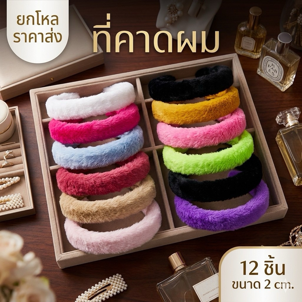 🌷ยกโหล🌷ที่คาดผม ขนาด 2 cm.มีราคาส่ง