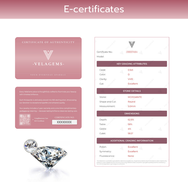 VELAGEMS قلادة مويسانيت 1 قيراط فضة 92.5% — صورة 7