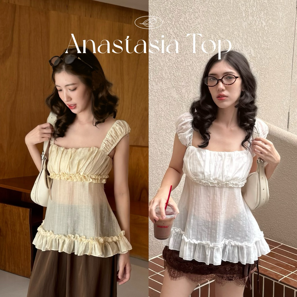 Anastasia Top เสื้อผ้าซีทรูตัวยาวดีเทลระบายสุดละมุน ใส่แล้วช่วงตัวดูเพรียว ลุคคุณหนูเกาหลี