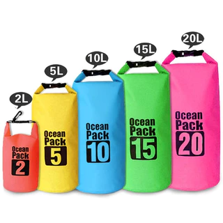 กระเป๋ากันน้ำแบบพกพาขนาด 2L/3L/5L/10L/15L/20L（2L-15L แถม 1 สาย/20L แถม 2 สาย) Ocean Pack