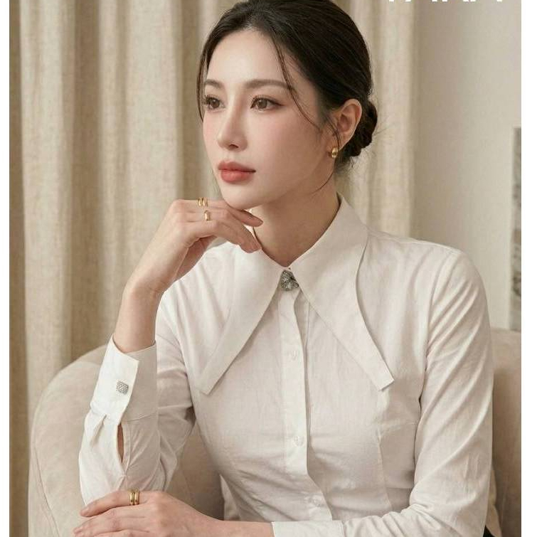CT444 (เฉพาะเสื้อ) เสื้อเชิ้ตผู้หญิงคอปก