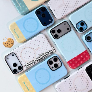 [i17]พร้อมส่ง💘 T3S216 เคสแม่เหล็ก 2Layer Polkadot เคสลายจุด เคสชาร์จไร้สาย เคสไอโฟน กันกระแทก For iPhone13-17P,17Promax