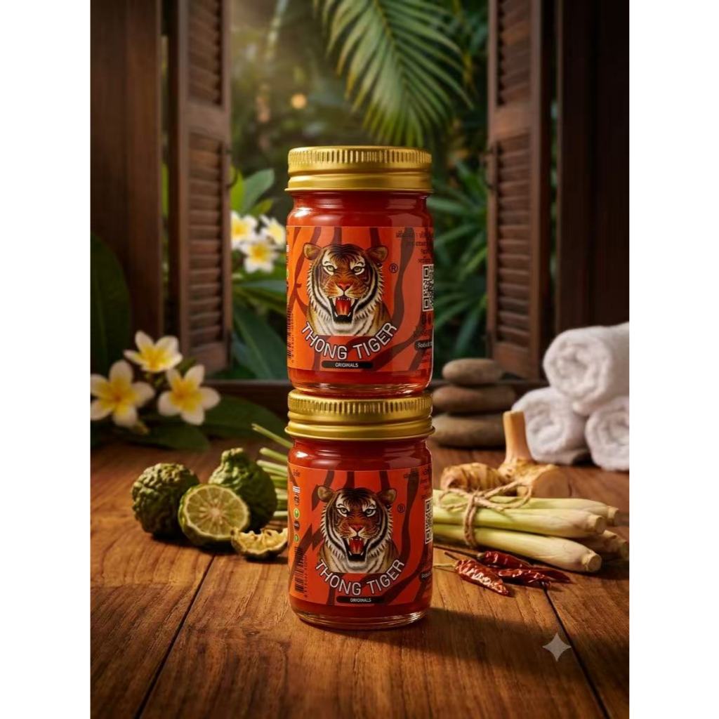 Thong Tiger Balm บรรเทาปวด  [ แพ็ค4ขวด ]  ขนาดบรรจุขวดละ 50 กรัม *สูตรร้อน*พร้อมส่ง