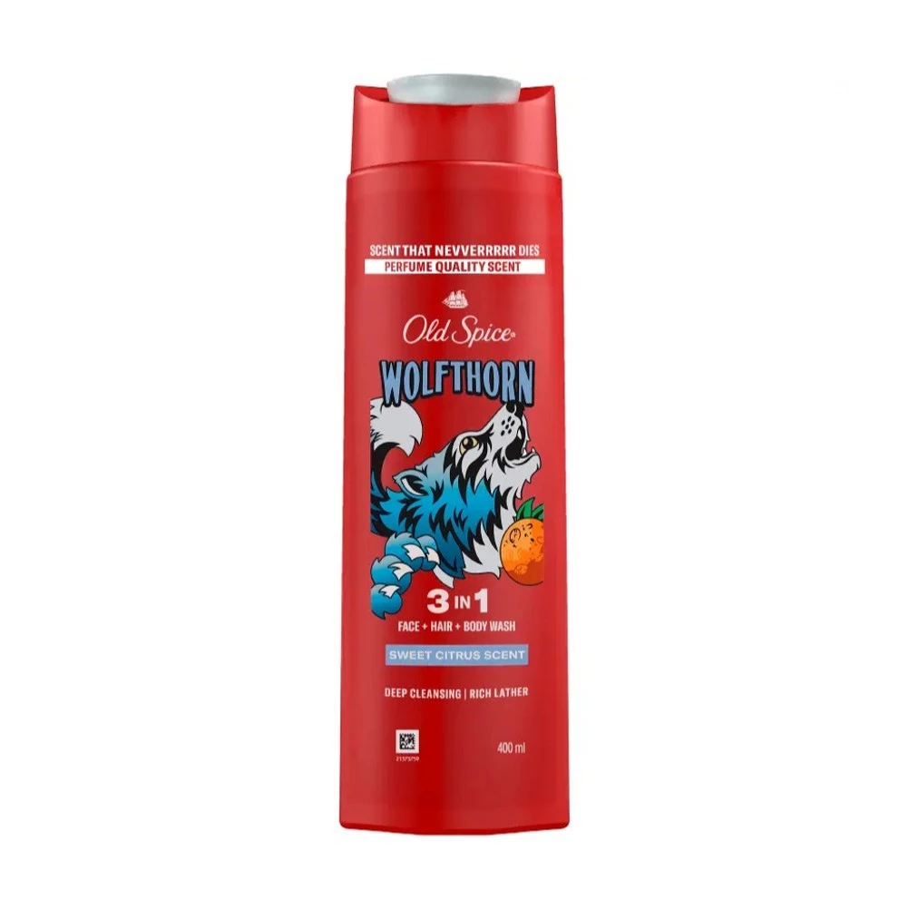 Old Spice Wolfthorn Body & Hair Wash 3-in-1 ครบจบขวดเดียว ผม หน้า ตัว กลิ่น Sweet Citrus สดชื่นติดทน 400ml.