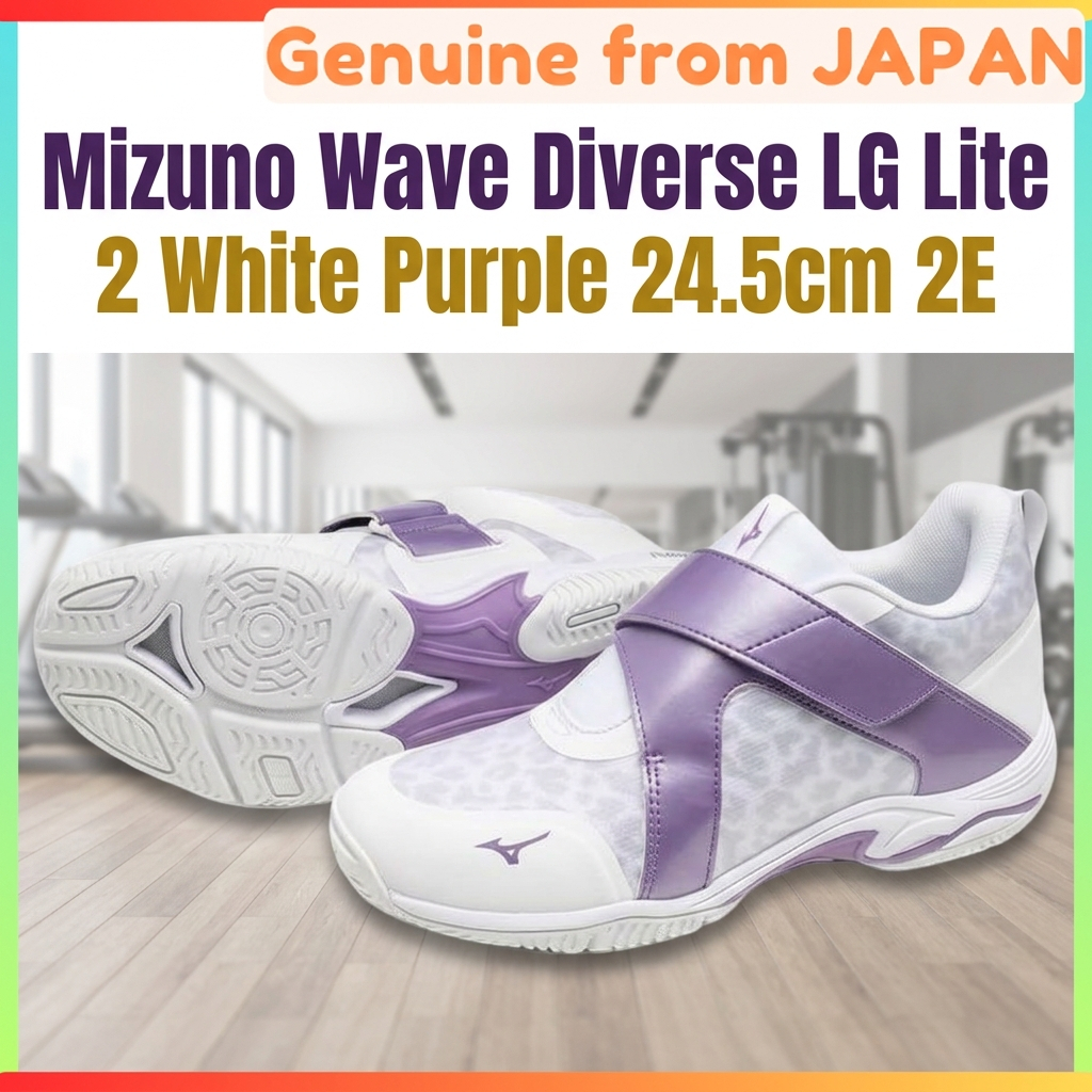 Mizuno Fitness Shoes Wave Diverse LG Lite 2 White Purple 24.5cm 2E Indoor Gym